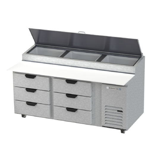 Beverage Air, DPD72HC-6, Refrigerated Counter, Pizza Prep Table 