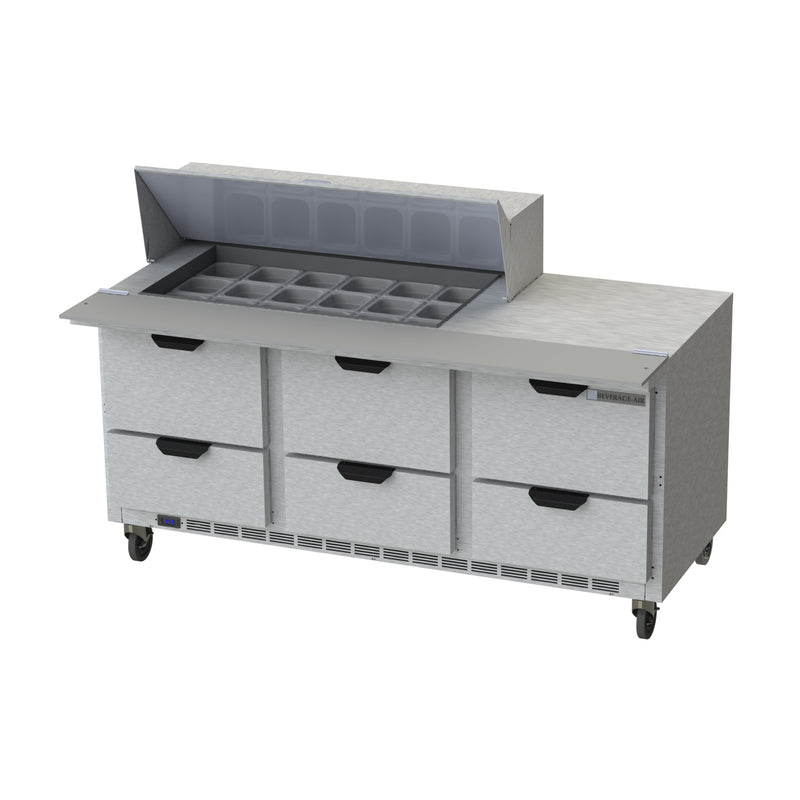 Beverage Air, SPED72HC-18M-6, Refrigerated Counter, Mega Top Sandwich / Salad Unit 