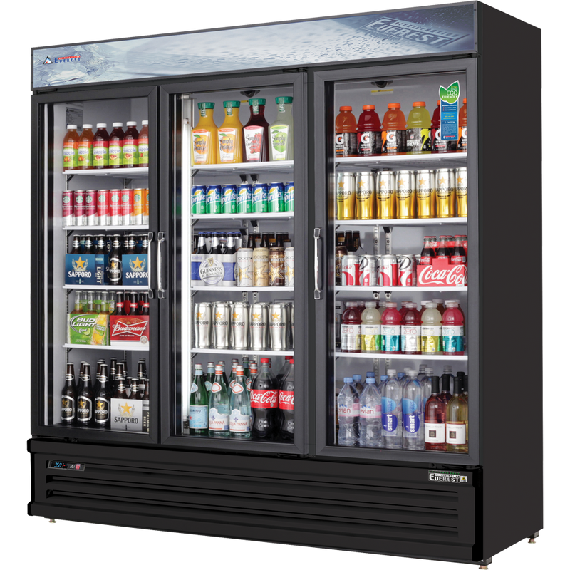 Everest Refrigeration, EMSGR69B, Glass Door Merchandiser Refrigerator 