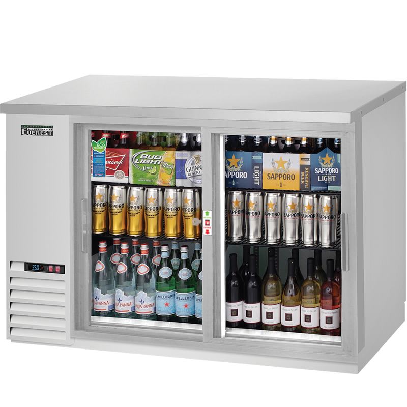 Everest Refrigeration 2 Deep Glass Sliding Door Back Bar Cooler, 48