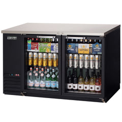 Everest Refrigeration 2 Glass Door Back Bar Cooler, 59" - Black Exterior EBB59G - Quality Galore