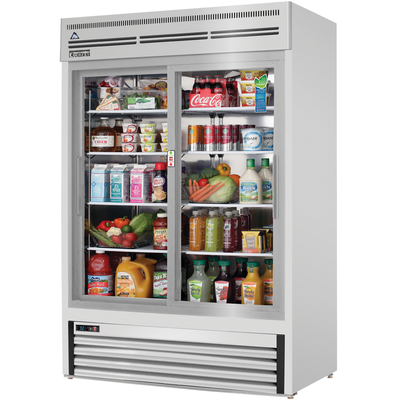 Everest Refrigeration 2 Door Refrigerator Merchandiser (Sliding), 48 cu ft - Stainless Steel Interior & Exterior EMGR48-SS