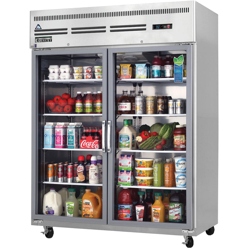 Everest Refrigeration 2 Wide Glass Door (Swing)  Refrigerator, 59