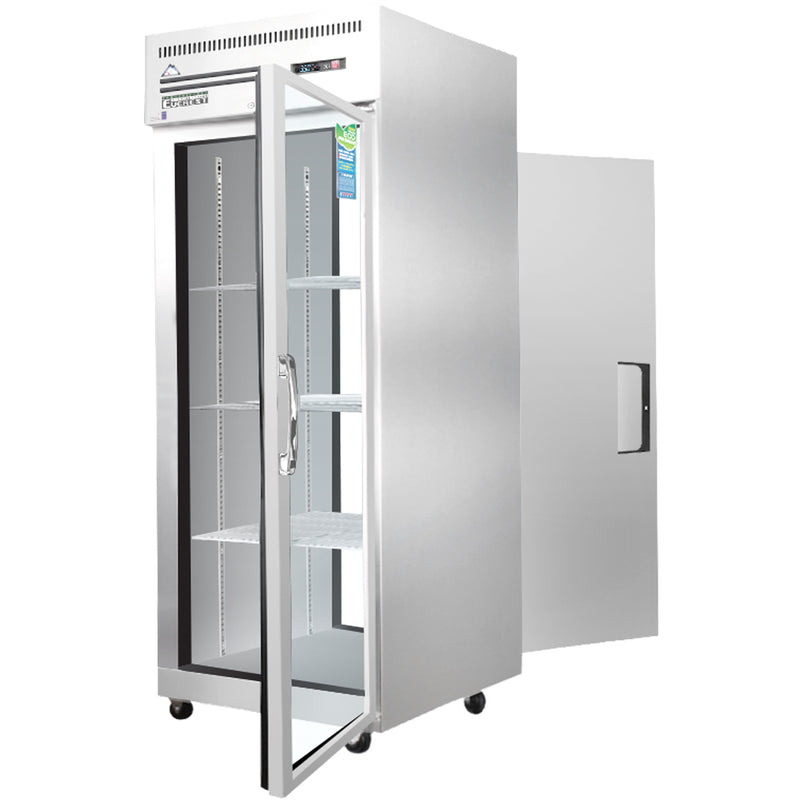 Everest Refrigeration 1 Section - 1 Front Glass Door & 1 Rear Solid Door Pass-Thru Refrigerator, 29 1/4