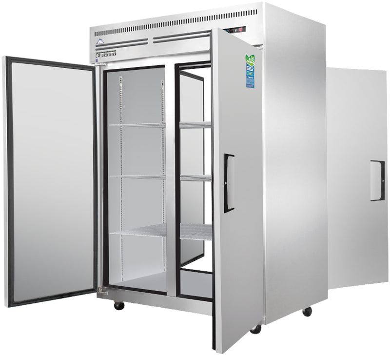 Everest Refrigeration 2 Section - 2 Front Solid Door & 2 Rear Solid Door Pass-Thru Refrigerator, 49 5/8