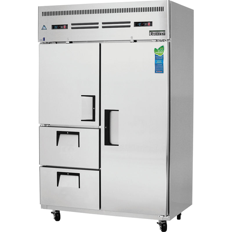 Everest Refrigeration 2 Section - 1 Half Dr & 2 Drawer (LFT; Ref), 1 Full Dr (RT; Fzr) Dual Temp, 49 3/4