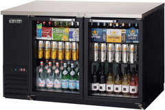 Everest Refrigeration 2 Glass Door Back Bar Cooler, 59" - Black Exterior EBB59G - Quality Galore