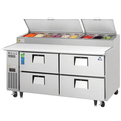 Everest Refrigeration 2 Section 4 Drawer Pizza Prep Table, 71 1/2" EPPR2-D4 - Quality Galore