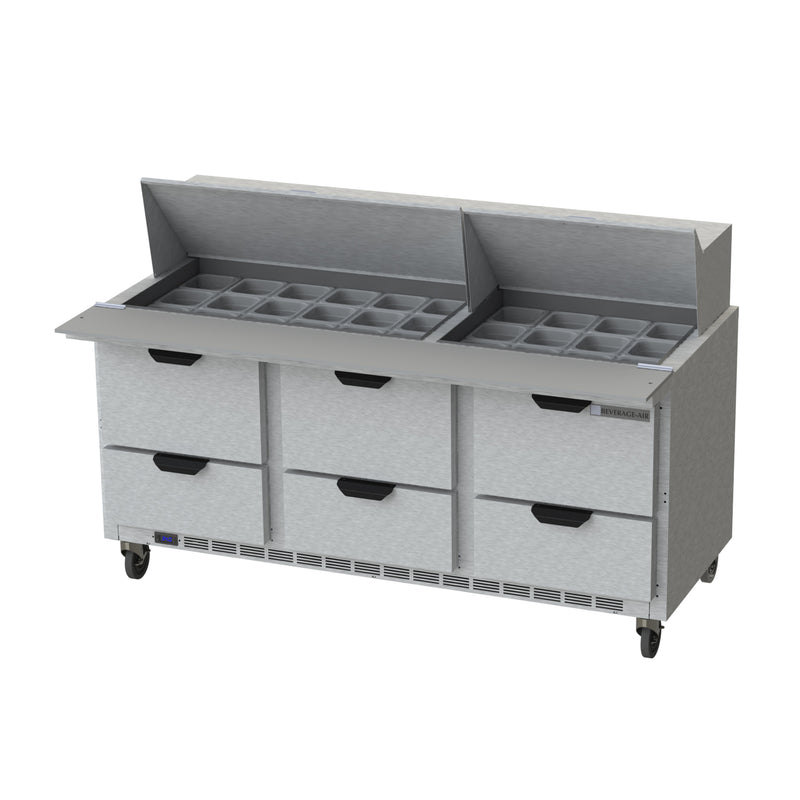 Beverage Air, SPED72HC-30M-6, Refrigerated Counter, Mega Top Sandwich / Salad Unit 