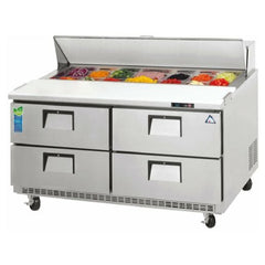 Everest Refrigeration 2 Section 4 Drawer Sandwich Prep Table, 47 1/2" EPBNR2-D4 - Quality Galore