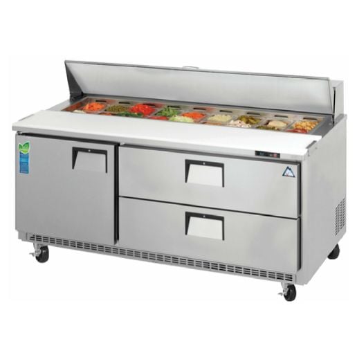 Everest Refrigeration 2 Section 1 Door & 2 Drawer Combo Pizza Prep Table, 71 1/2